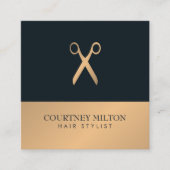 Moderne elegante Imitate Gold Gray Hair Stylist Quadratische Visitenkarte (Vorderseite)