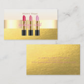 Moderne elegante Imitate Gold, Lipstick, Makeup Ar Visitenkarte (Vorne/Hinten)