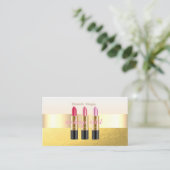 Moderne elegante Imitate Gold, Lipstick, Makeup Ar Visitenkarte (Stehend Vorderseite)