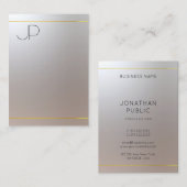 Moderne elegante Imitate Gold Silver Mit Monogramm Visitenkarte (Vorne/Hinten)