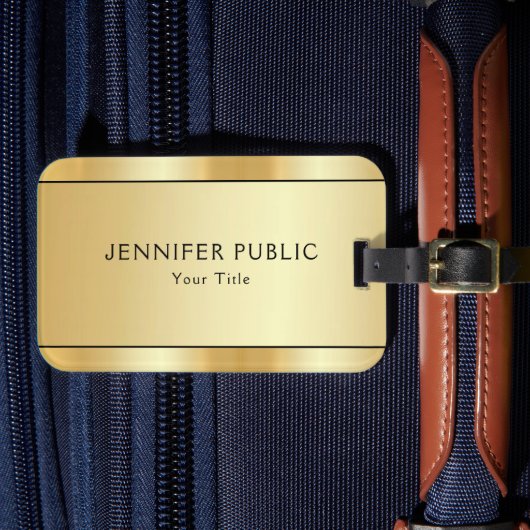 Moderne elegante Imitate Gold Trendy Custom Templa Gepäckanhänger (Vorderseite Insitu 4)
