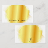 Moderne elegante Imitate Gold Typografy Monogram Mitteilungskarte (Vorne/Hinten)