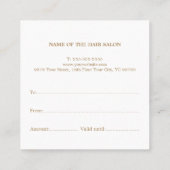 Moderne elegante Imitate Gold White Hair Stylist Quadratische Visitenkarte (Rückseite)