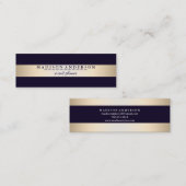Moderne Elegante Imitate Goldene Foil gestreift Mini Visitenkarte (Vorne/Hinten)