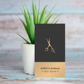 Moderne elegante Imitate Kupfer Grau Hair Stylist Visitenkarte