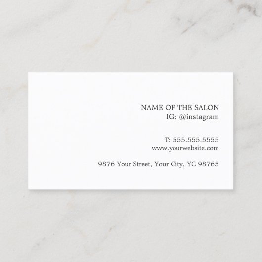 Moderne elegante Imitate Kupfer Grau Hair Stylist Visitenkarte (Rückseite)
