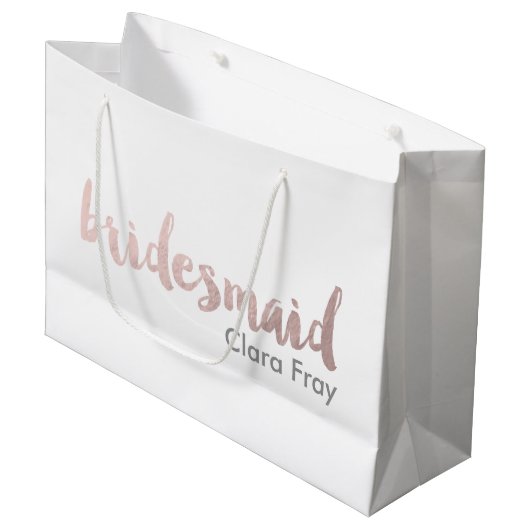 moderne elegante Imitate Rose Goldüberschrift Große Geschenktüte (Vorderseite Schrägansicht)