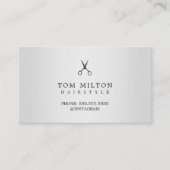 Moderne elegante Imitate Silberschere Friseur Visitenkarte (Vorderseite)