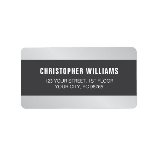 Moderne elegante Imitate Silver Gray White Adressaufkleber (Vorne)