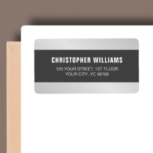 Moderne elegante Imitate Silver Gray White Adressaufkleber