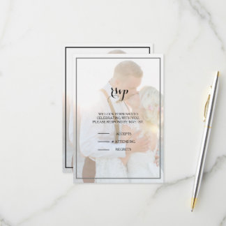 Moderne elegante Imitate Vellum Overlay Foto Rsvp Karte
