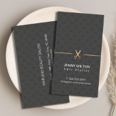 Moderne Elegante Imitats Gold Black Dotted Hair St Visitenkarte