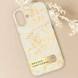 Moderne elegante Imitats Gold Brushed Metal Foil iPhone 16 Plus Hülle
