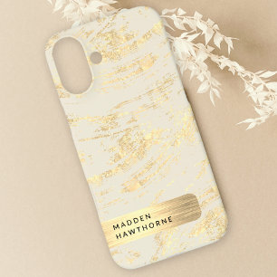 Moderne elegante Imitats Gold Brushed Metal Foil iPhone 16 Plus Hülle