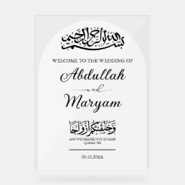 Moderne elegante islamische Hochzeit Acrylschild