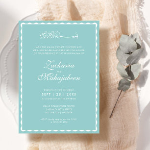 Moderne, elegante islamische Hochzeit mit gewellte Einladung
