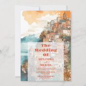Moderne elegante Italien-Hochzeit in Urlaubsort Einladung (Vorderseite)