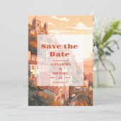 Moderne elegante Italien-Hochzeit in Urlaubsort Save The Date (Stehend Vorderseite)