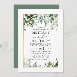 Moderne elegante Ivy Ferns Sage Green Gold Wedding Einladung