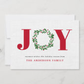 Moderne elegante JOY Holiday Card (Vorderseite)