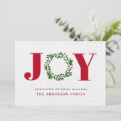 Moderne elegante JOY Holiday Card (Stehend Vorderseite)