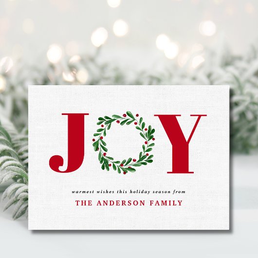Moderne elegante JOY Holiday Card