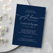 Moderne Elegante Just Liebe Blue Script Hochzeit Einladung