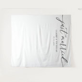 Moderne elegante Just Married Hochzeitsfotohinterg Wandteppich (Vorderseite (Horizontal))