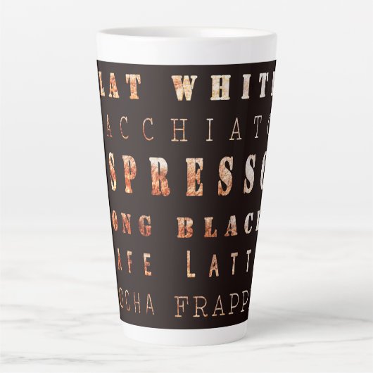 Moderne elegante Kaffeetypen Typografie braun Milchtasse (Vorderseite)