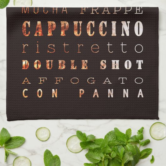 Moderne elegante Kaffeetypen Typografie Geschirrtuch (Gefaltet)