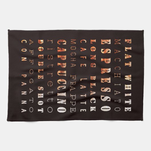 Moderne elegante Kaffeetypen Typografie Geschirrtuch (Horizontal)