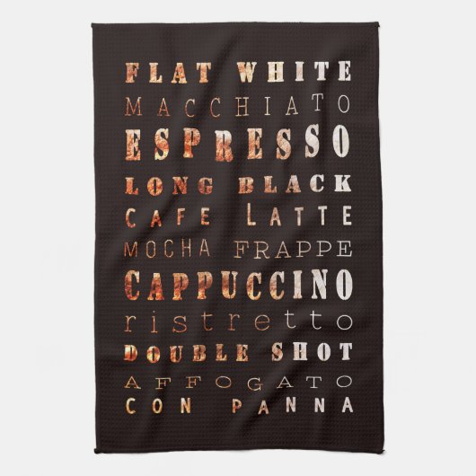 Moderne elegante Kaffeetypen Typografie Geschirrtuch (Vertikal)