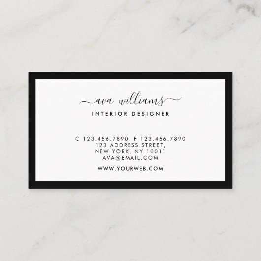 Moderne Elegante Kalligrafie Designer B&W Social Visitenkarte (Rückseite)