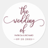 Moderne elegante Kalligrafie - Die Hochzeit des Kl Runder Aufkleber (Vorderseite)