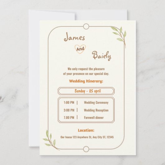 Moderne elegante Kalligrafie Einfache Hochzeit Einladung (Vorderseite)