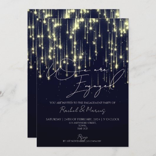 Moderne, elegante Kalligrafie-Engagement-Partei Einladung (Vorne/Hinten)