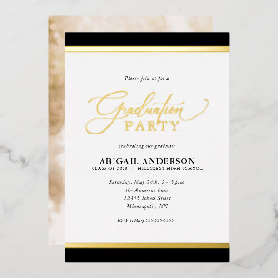 Moderne elegante Kalligrafie-Foto-Abschluss Gold Folieneinladung
