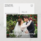Moderne elegante Kalligrafie Frohe Weihnachtsfeier Postkarte (Vorne/Hinten)