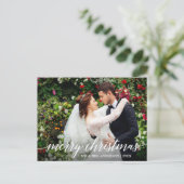 Moderne elegante Kalligrafie Frohe Weihnachtsfeier Postkarte (Stehend Vorderseite)