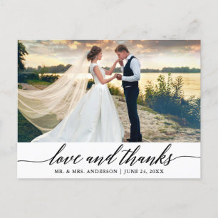 Moderne elegante Kalligrafie Hochzeit Liebe und Da Postkarte