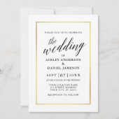 Moderne Elegante Kalligrafie Hochzeiten Gold Foto  Einladung (Vorderseite)