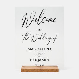 Moderne elegante Kalligrafie Hochzeitsbegrüßung Acrylschild