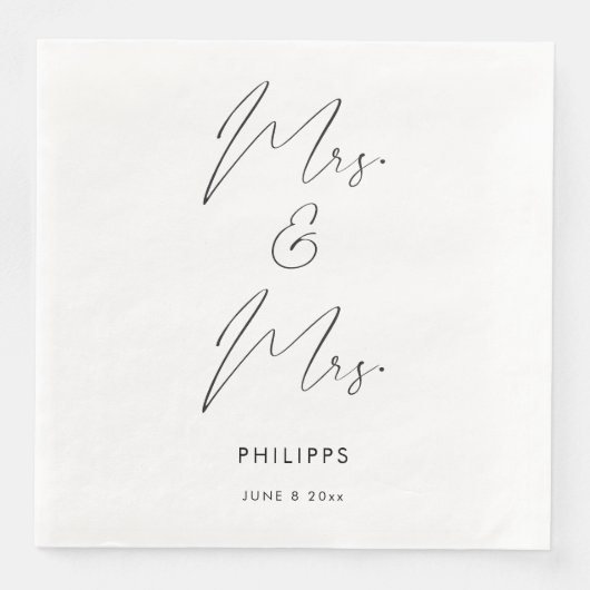 Moderne elegante Kalligrafie Mrs. und Mrs. Two Bri Serviette (Vorderseite)