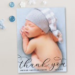 Moderne elegante Kalligrafie New Baby Danke B Postkarte<br><div class="desc">Elegante Moderne Kalligrafie New Baby Foto Danke Postcard - Schwarze Schrift</div>