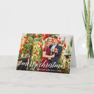 Moderne elegante Kalligrafie Script Couple Fold Feiertagskarte