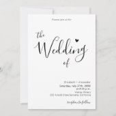 Moderne elegante Kalligrafie-Script-Herz-Hochzeit Einladung (Vorderseite)