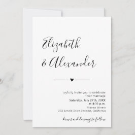 Moderne elegante Kalligrafie-Script-Herz-Hochzeit Einladung
