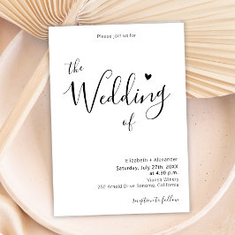 Moderne elegante Kalligrafie-Script-Herz-Hochzeit Einladung
