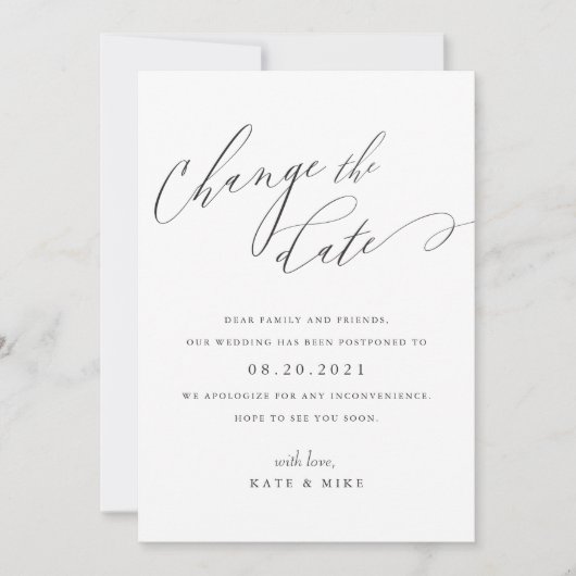 Moderne, elegante Kalligrafie verändern das Datum Einladung (Vorderseite)