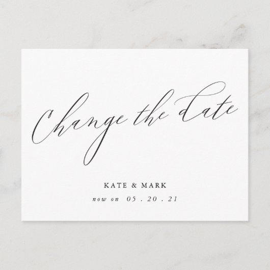 Moderne, elegante Kalligrafie verändern das Datum Postkarte (Vorderseite)